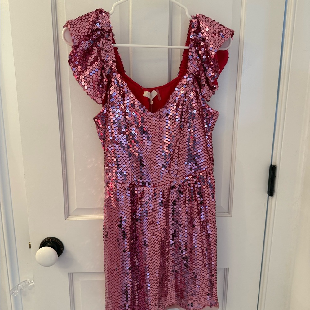 LoveShackFancy Red and Pink Sequin Top